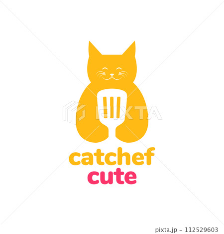 animal pets cat chef spatula chef cooking modern logo design vector animal pets cat chef spatula chef cooking modern logo design vector 112529603