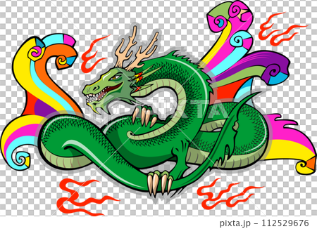 Horned Green Chinese Dragon Horned Green Chinese Dragon 112529676