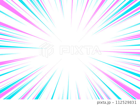 ピンクとブルーのポップな集中線の背景素材 ピンクとブルーのポップな集中線の背景素材 112529831