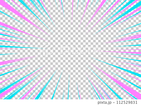 ピンクとブルーのポップな集中線の背景素材 ピンクとブルーのポップな集中線の背景素材 112529831