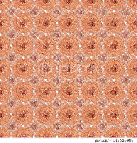 Abstract rose bud. Burnt umber color. Watercolor floral seamless pattern 112529999