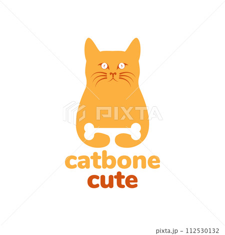 animal pets cat hold bones flat modern mascot logo design vector 112530132