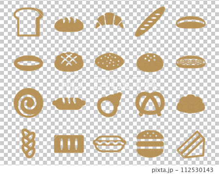 Set of various types of bread icons_cork pattern 112530143
