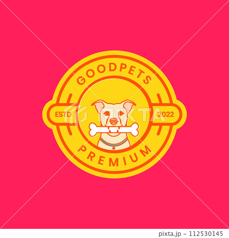 animal pets dog head Labrador Retriever bones badge colorful logo design vector 112530145