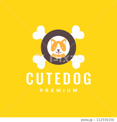 animal pets dog akita cross bones mascot logo design vector 112530150