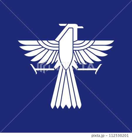 flying bird horned eagle modern geometric flat logo design vector 112530201