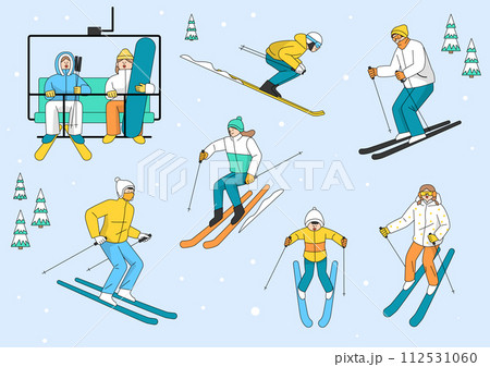 Skiing at a ski resort 112531060