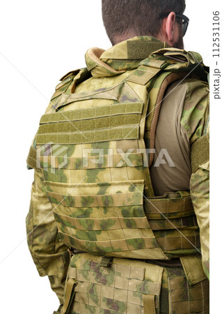 Soldier wearing military uniform close up photo 112531106