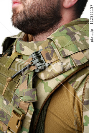 Close up of military man in uniform 112531157