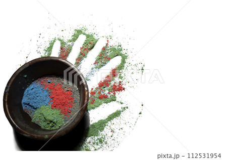 Closeup view of colorful Holi powder Closeup view of colorful Holi powder 112531954
