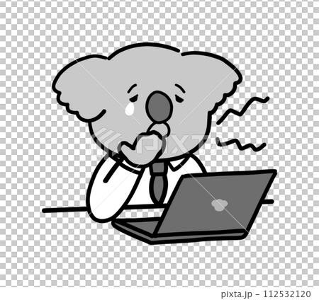 Koala character yawning while working 112532120