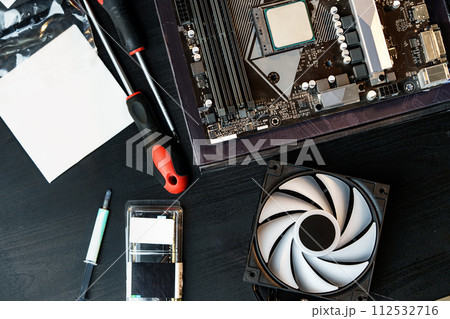 Computer parts of processing unit close up 112532716