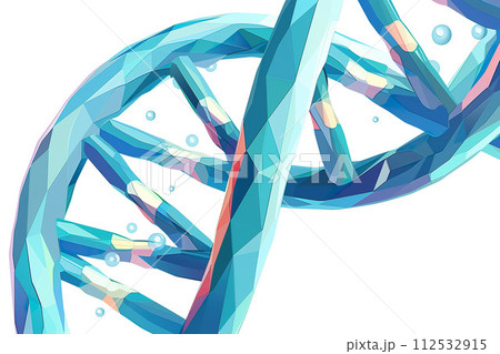An abstract geometric double helix DNA strand. Generative AI. 112532915