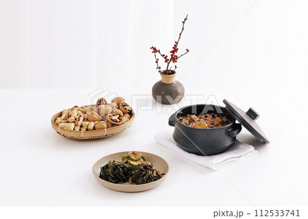 There are several vegetables and five grain rice that are eaten during the first full moon of the New Year There are several vegetables and five grain rice that are eaten during the first full moon of the New Year 112533741