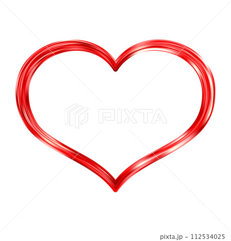 Thin gold heart frame. Golden realistic heart border. Luxury symbol of love. 112534025