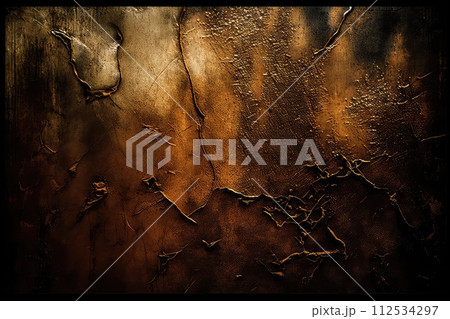 Dark bronze grunge rough wall. Generative AI Dark bronze grunge rough wall. Generative AI 112534297