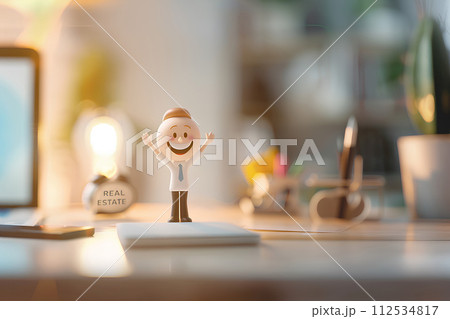 不動産取引の可愛いビジネスマン「AI生成画像」 不動産取引の可愛いビジネスマン「AI生成画像」 112534817
