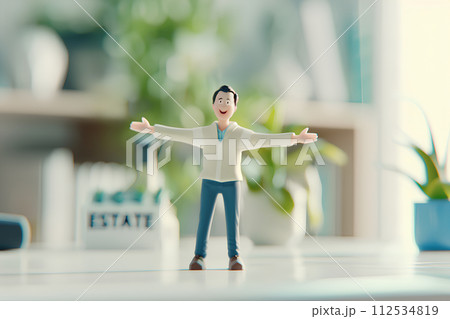 不動産取引の可愛いビジネスマン「AI生成画像」 不動産取引の可愛いビジネスマン「AI生成画像」 112534819