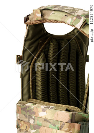 Close up of tactical bulletproof vest on white background 112534979