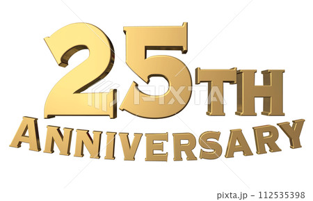 3DCG文字「25th Anniversary/25周年」ゴールド,金 3DCG文字「25th Anniversary/25周年」ゴールド,金 112535398