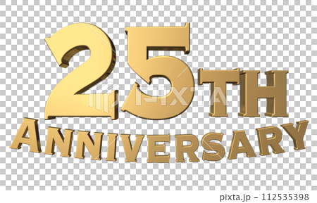 3DCG文字「25th Anniversary/25周年」ゴールド,金 3DCG文字「25th Anniversary/25周年」ゴールド,金 112535398
