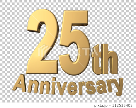 3DCG文字「25th Anniversary/25周年」ゴールド,金 3DCG文字「25th Anniversary/25周年」ゴールド,金 112535405
