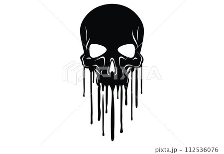 Skull silhouette melting in drops, skull that is melting black silhouette. 112536076