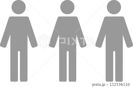 人物ピクトグラム　直立シルエット　アイコン　全身　グループ 112536110