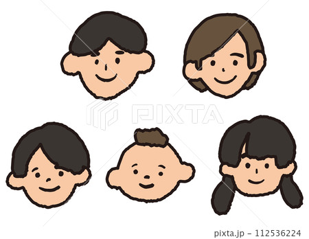家族の顔アイコン 手描きイラスト 家族の顔アイコン 手描きイラスト 112536224
