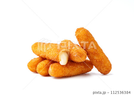 Fried cheese sticks isolated on white background Fried cheese sticks isolated on white background 112536384