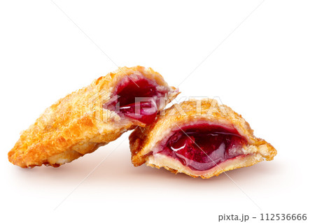 Fried cherry pie isolated on white background Fried cherry pie isolated on white background 112536666