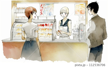 ファーストフード店での客と店員のやりとり