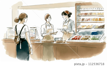 ファストフードコーヒー店での客と店員のやりとり
