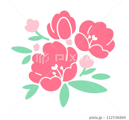 Floral arrangement of pink flowers. Botanical spring vector illustration. 112536804