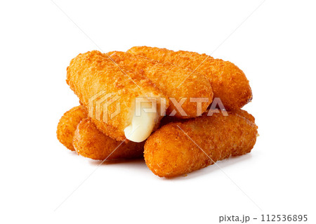 Fried cheese sticks isolated on white background Fried cheese sticks isolated on white background 112536895