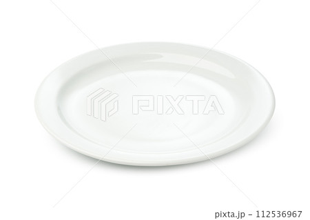 Empty white plate isolated on white background 112536967