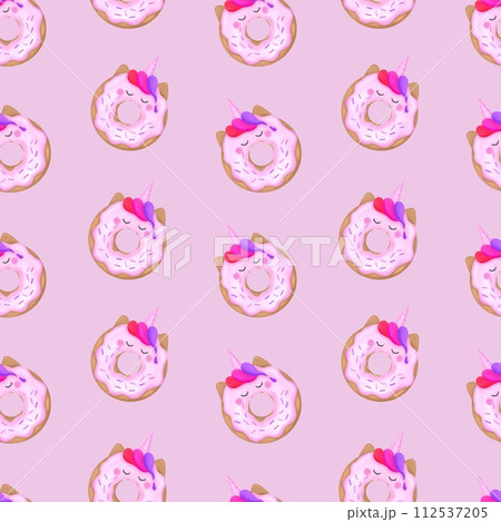 cute cartoon donut with pink slices on a pink cute cartoon donut with pink slices on a pink 112537205