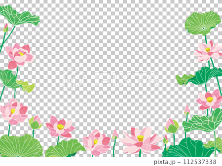 Illustration frame with blooming lotus flowers Illustration frame with blooming lotus flowers 112537338