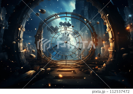 Space of time dimension concept. time theory. By generate Ai 112537472