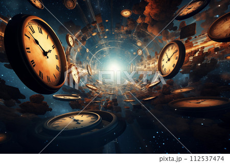 Space of time dimension concept. time theory. By generate Ai 112537474