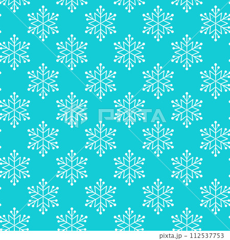 Winter seamless pattern with white snowflakes on blue background. Vector illustration for fabric, textile wallpaper, posters, gift wrapping paper. Christmas vector illustration 112537753
