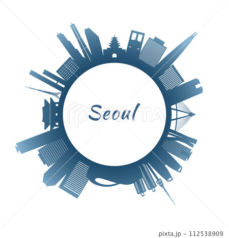 Seoul skyline with colorful buildings.  112538909