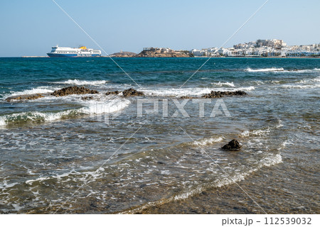 Blue Star Ferries Greek passanger transportation company providing ferry services between the Greek mainland and the Aegean Islands in Naxos, Greece 112539032