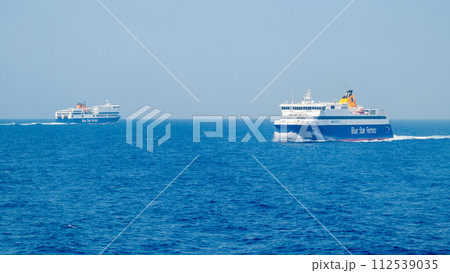 Blue Star Ferries Greek passanger transportation company providing ferry services between the Greek mainland and the Aegean Islands in Naxos, Greece 112539035