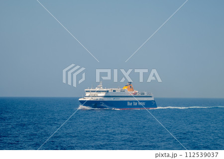 Blue Star Ferries Greek passanger transportation company providing ferry services between the Greek mainland and the Aegean Islands in Naxos, Greece 112539037