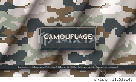 Seamless Camouflage Pattern. War Illustration. Traditional Military Texture. Army Modern Background 112539149