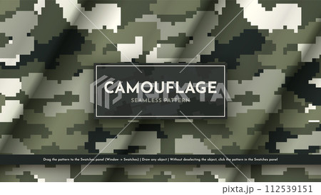 Seamless Camouflage Pattern. War Illustration. Traditional Military Texture. Army Modern Background 112539151
