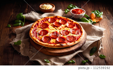 Classic Pepperoni Pizza - Timeless Italian Favorite 112539192
