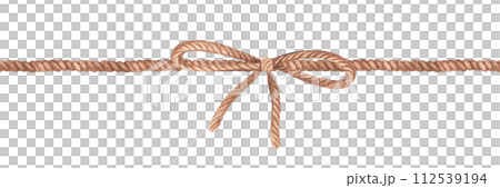 Rope string Border. Watercolor illustration of twine jute gift wrap. Hand drawn on white isolated background. Painting of template frame for card and invitation. Drawing of vintage hemp ribbon bow Rope string Border. Watercolor illustration of twine jute gift wrap. Hand drawn on white isolated background. Painting of template frame for card and invitation. Drawing of vintage hemp ribbon bow 112539194