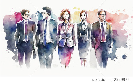 コーポレート・ガバナンス：会社の社員が自信を持って前を見据えて歩いていることで表現